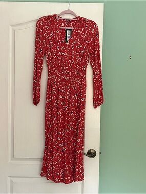 Marks & Spencer Red Floral Print Maxi Dress